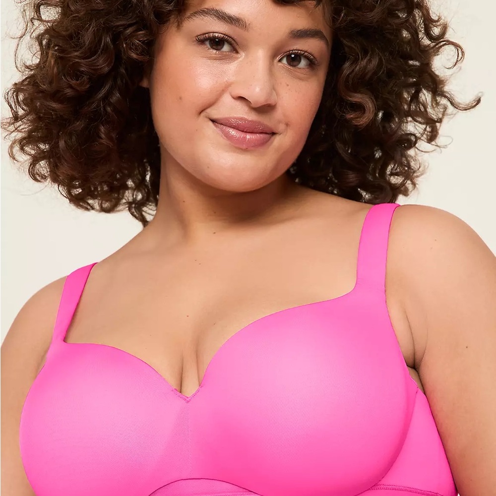 Cacique Pink Full Coverage Bra with Smooth Lightly Lined No-Wire Molded Cups